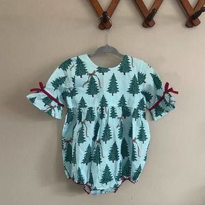 Pink Chicken New York Miranda Bubble in Blue Glow Trees 6-12 month Baby Romper.